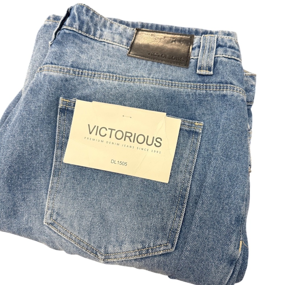 Victorious DL1505 Jeans Mens 40 Light Blue Wide Leg Relaxed Baggy Cotton Denim